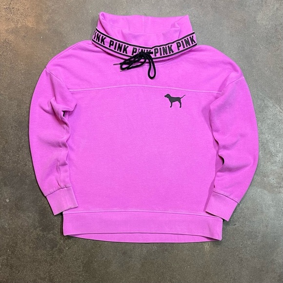 Victoria's Secret Tops - Victoria Secret PINK Cowl Neck Logo Sweatshirt Y2K
